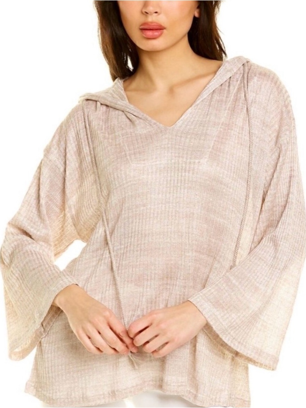 Something Navy Linen Pax Soft Knit airy Oversized Pullover Sweater hoody - Taupe